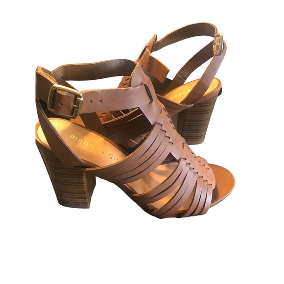 Madden Girl Reine Sandal Shoes Size 6.5‎ Brown Strappy Block Heel Huarache NEW - Picture 5 of 9